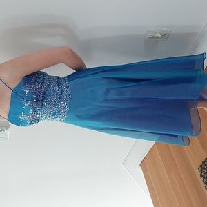 Y2K Blue Irredescent Prom Dress